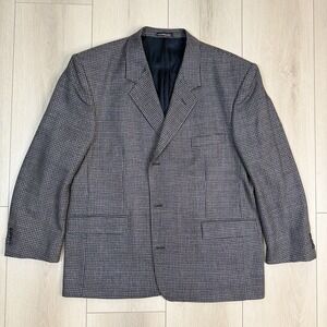 VTG Boulevard Club Blazer‎ 40R Gray Houndstooth Wool Alpaca Hungary Lined Jacket